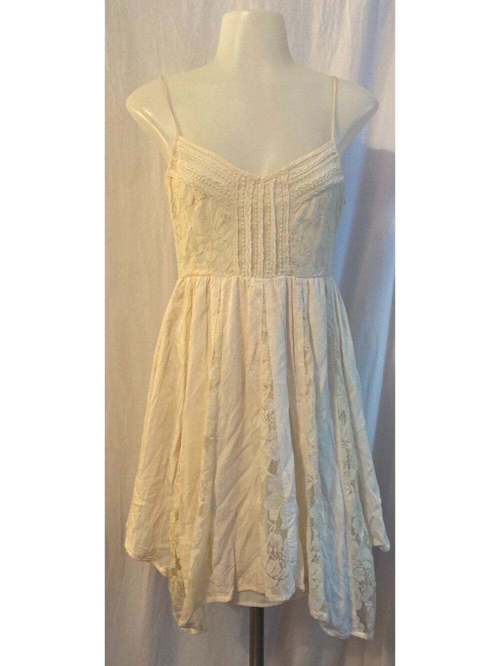 American Eagle Ivory Lace Boho Cottagecore Camisole Mini Dress Size 4